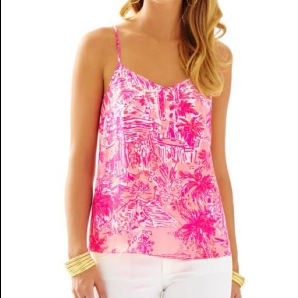 Lilly Pulitzer Rule Breakers Silk Dusk Tank Top Size L